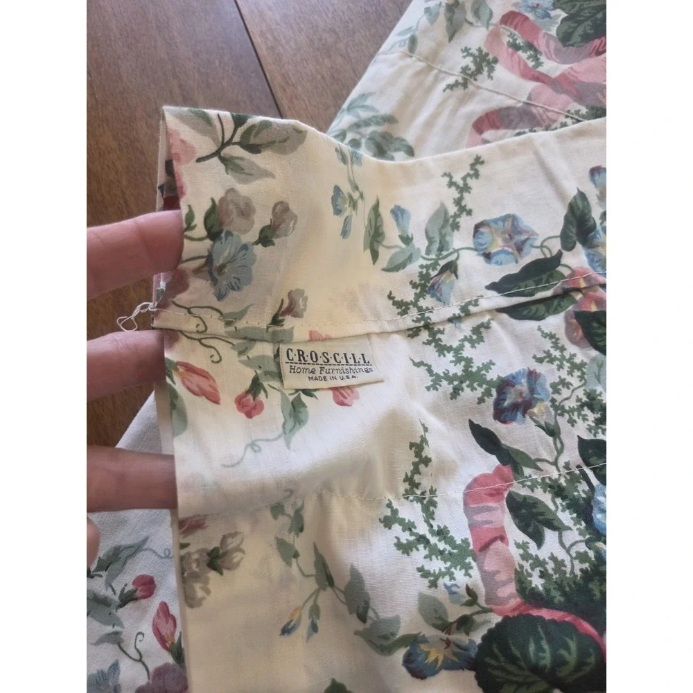 Vtg Croscill English Garden Panels Set Five Piece Curtains Valance Cottagecore